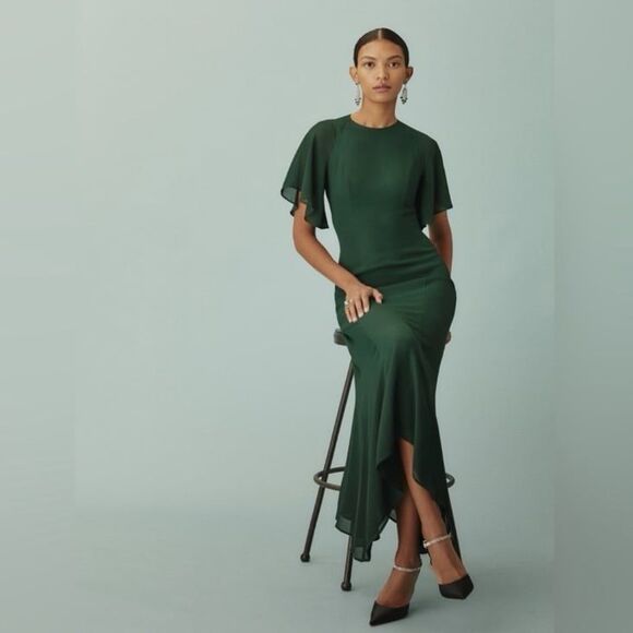 Reformation Carletta Dress in Forest Size 8 - Picture 1 of 9